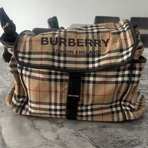Burberry Beige and Black Check diaper Bag
